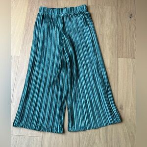 Janie and Jack Striped Teal Velvet Wide Leg Pants Girls 8